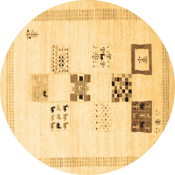 Ahgly Company Indoor Round Solid Brown Modern Area Rugs, 4' Round