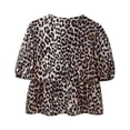 thumbnail image 2 of Camisa de verano con tirantes, blusa de leopardo con cordones, Top corto de manga abombada, ropa de verano para mujerStripe B, 2 of 4