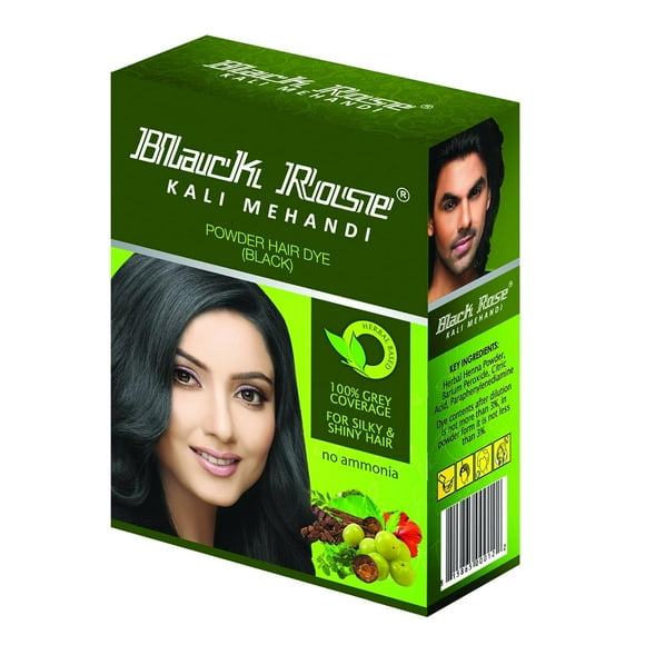 Black Rose Kali Mehandi | Herbal Black Henna Hair Color | (10 Box Of 5 Sachets) 5Sachets Of 10Gm Each (50Gms)