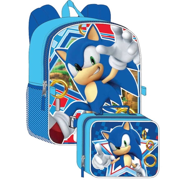Sonic 16" Backpack with lunch bag Set- Perfect for Preschool & Elementary Boys & Girls