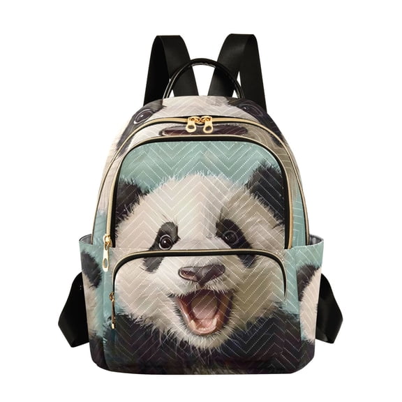 JIALIOU Mini Backpack Purse for Women Quilted Casual Daypack Small Travel Shoulder Bag, Panda Oil Painting