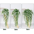 thumbnail image 4 of Zukuco 1PCS Artificial Hanging Plants Faux Eucalyptus Leaf Greenery Vine Outdoor UV Resistant Plastic Plants Home Garden Wedding Party Indoor Outdoor Decorations (White), 4 of 5