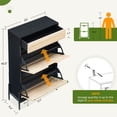 thumbnail image 3 of FOLDLIFE Rattan Shoe Cabinet with 2 Flip Doors and 1 Drawer – Free Standing Wooden Shoe Storage Organizer for Entryway, Hallway, and Living Room, 3 of 7