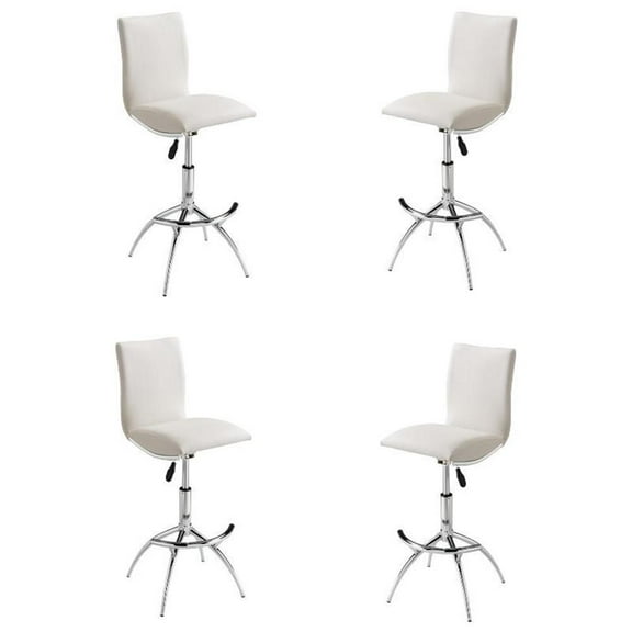 Home Square Adjustable Faux Leather Swivel Barstool in White - Set of 4