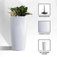 thumbnail image 3 of XBrand 29.5" H White Plastic Self Watering Indoor Outdoor Tall Round Planter Pot, Decorative Gardening Pot, Home Décor Accent, 3 of 9