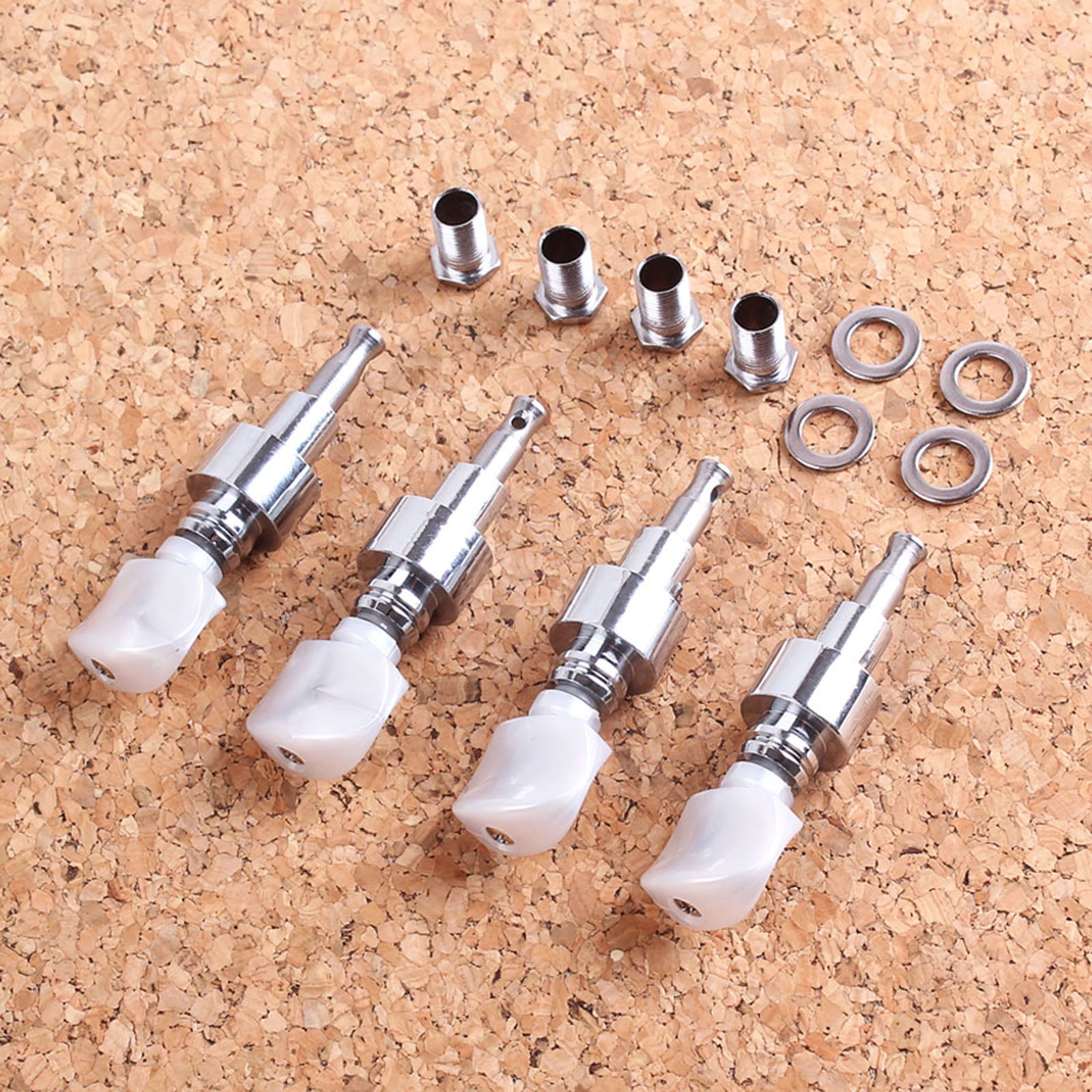 4Pcs/pack Banjo Tuner Banjo Geared Machine Pearled Pegs Tuning 4 Head Tuner Tone Keys Musical Instrument Accessories Set
