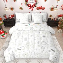 Manfei Cartoon Royal Nutcracker 7-Piece Twin Bedding Sets for Kids, Christmas Santa Claus Bedding Comforter Set, Angel Princess Reversible Sheet Sets, Microfiber Bedroom Decor