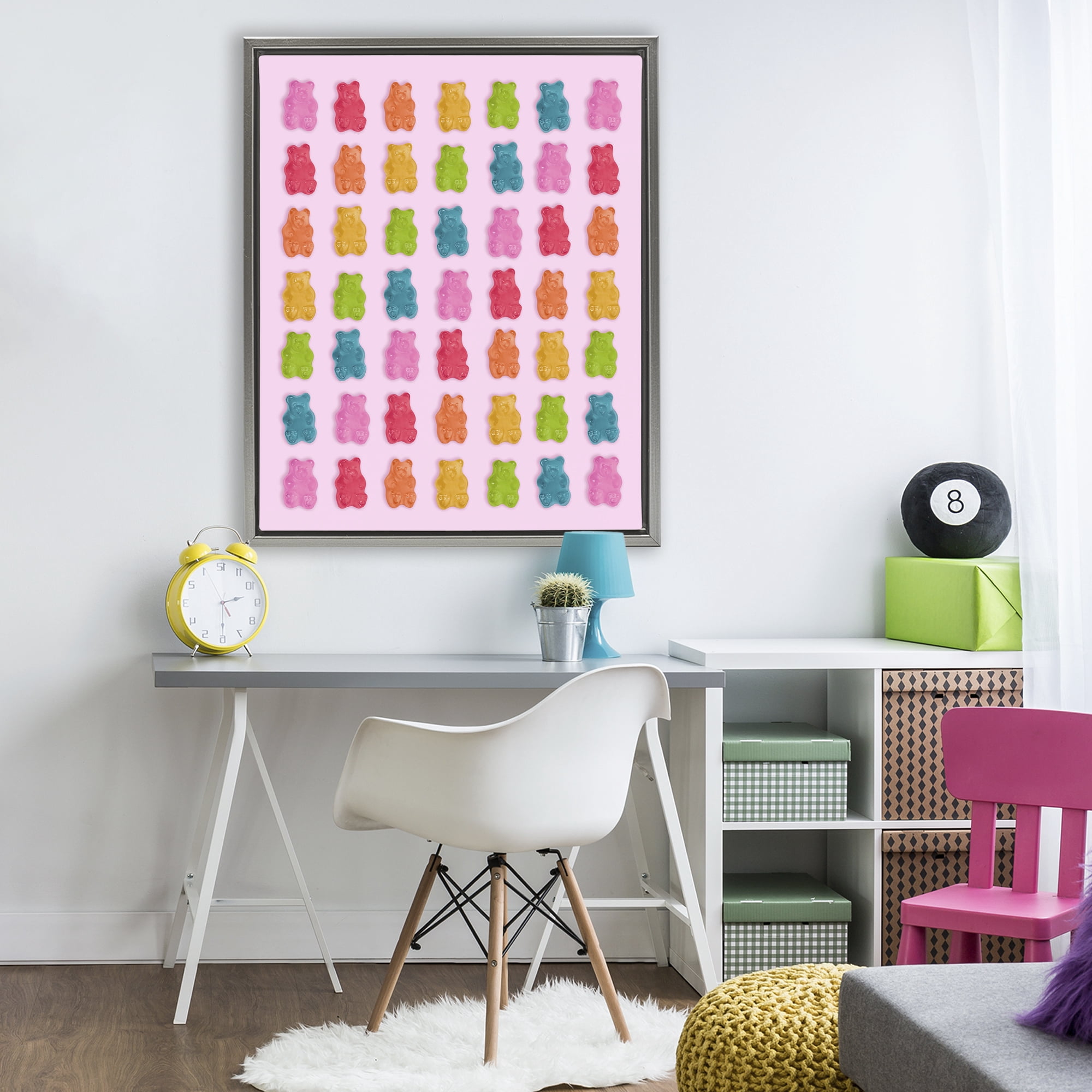Stupell Industries Soft Rainbow Bears on Pink Gray Framed Floater Canvas Wall Art, design by LISH Creative