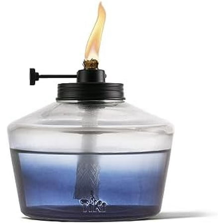 6.25" Adjustable Flame Penta Glass Votive Tabletop Torch – Watercolor Blue Outdoor Lighting for Patio & Garden