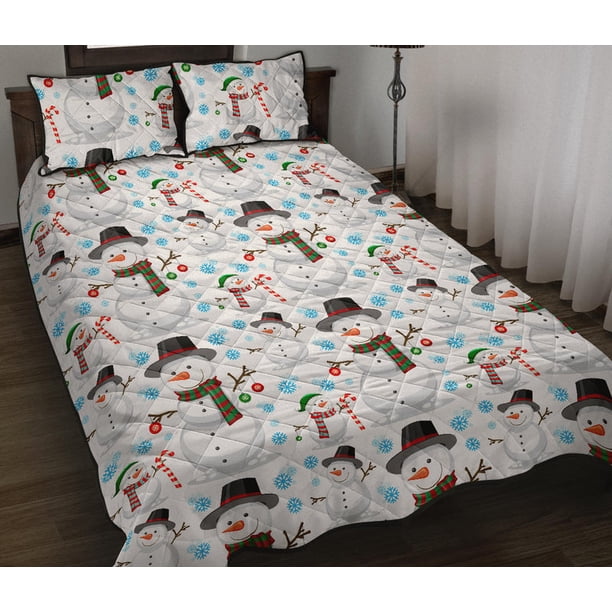 Juego de cama edredón con estampado de muñeco de nieve