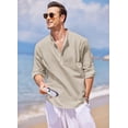 thumbnail image 4 of COOFANDY Men's Cotton Linen Shirts Long Sleeve Casual T-Shirts Hippie Summer Beach Tops, 4 of 6