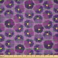 thumbnail image 2 of Ambesonne Floral Fabric by the Yard Microfiber, Lilac Pansy Flowers Pattern, 3 Yards, Pale Eggplant and Violet, 2 of 2