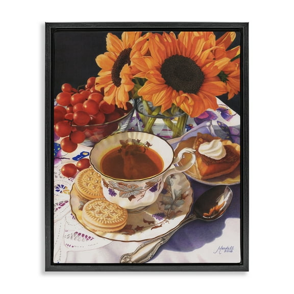 Stupell Industries Autumnal Tea Party Food & Beverage Painting Black Floater Framed Art Print Wall Art, 17 x 21