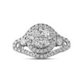 thumbnail image 2 of FB Jewels 10kt White Gold Womens Round Diamond Cluster Halo Bridal Wedding Engagement Ring 1-1/5 Cttw, 2 of 4