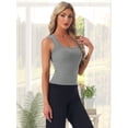 thumbnail image 2 of DARING DIVA Women's Scoop Neck Sleeveless Fitted Cotton Layering Tank Top XS Grey, 2 of 7