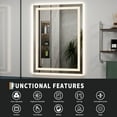 thumbnail image 4 of LED Bathroom Mirror with Dual Front Back Lighting, Dimmable Anti Fog Vanity Mirror, 3 Color Touch Control, Frameless Wall Mount for Bathroom Salon Entryway, 48x36 40x32 24x32 Inches, 4 of 8