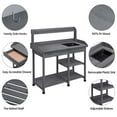 thumbnail image 5 of Topeakmart Potting Bench Table with Removable Sink Drawer Shelves for Outdoor, Gray, 5 of 9