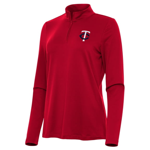 Women's Antigua Red Minnesota Twins Reprocess Quarter-Zip Top
