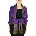 thumbnail image 5 of Peach Couture - Elegant Women Double Layer Reversible Paisley Pashmina Shawl| Wrap| Scarf, 5 of 10