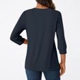 thumbnail image 7 of Xyxonk 3/4 Length Sleeve Womens Tops Dressy Casual V Neck Henley Shirts Loose Fit Solid Color Blouses Fall Fashion Outfits Navy S, 7 of 7