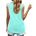 thumbnail image 4 of Women's Solid Color Patchwork Lace Flying Sleeve T Shirt Vest Casual Top Muscle Womens Metallic Top Women Beaver Top Women 3 Tall Women 2 X Tops Women Pocket Top All Tops for Women Tops for Women 3x, 4 of 6