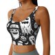 thumbnail image 2 of Fotbe Black White Spooky Ghosts Sujetador Deportivo Largo sin Aros para Mujer con Almohadillas y Soporte Medio, Transpirable y Absorbente, Camiseta Tipo Chaleco o Tank Top-Small, 2 of 8
