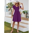 thumbnail image 6 of Chiclily Summer Dresses for Women Ruffle Sleeve Midi Dress Boho Beach Sundress with Pockets, Purple 2XL, 6 of 7