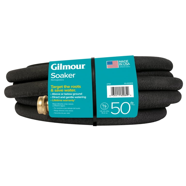 Gilmour Round Soaker Hose 50ft, 827501-1003 Black, 5/8