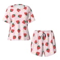 thumbnail image 4 of Naloa Strawberry Floral Women's Short-Sleeved Pajama Set, Loungewear, Summer pajamas, Breathable Cozy - X-Large, 4 of 9