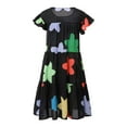thumbnail image 5 of Robe d'Été Décontractée à Col Rond pour Femmes, Imprimé Floral, Manches Courtes, Robe Midi Décontractée pour l'Automne, 5 of 5