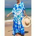 thumbnail image 2 of DAKIMOE Women's Tie-Dye Caftan Cover-Up Dress, UV Protection, Blue, One Size, 2 of 6