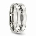 thumbnail image 5 of White Stainless Steel Ring Band Wedding Diamond Round Black, 5 of 7