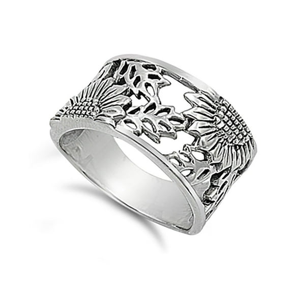 Sunflower Simple Plain Band Ring 925 Sterling Silver Size 5