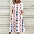 thumbnail image 2 of Women's 250th Anniversary Independence Day Round Neck Casual Dress with Pockets Short Sleeve Patriotic Printed Summer Tunic Pink XXXL, 2 of 6