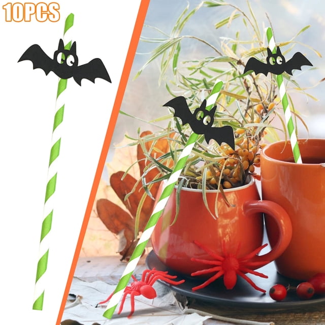 CEHVOM Halloween Creative Straw Shooting Props Funny Personality Straw Party Layout 10pcs A Bag Clearance