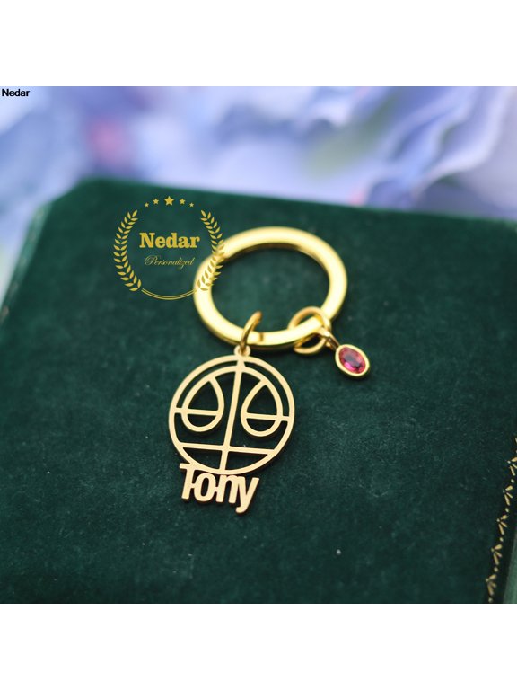 Custom Name Constellation Birthstone Zodiac Sign Stainless Steel Nameplate Keychain Customized Libra Keyring Birthday Gift