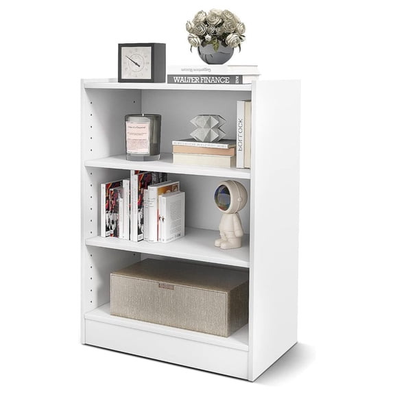 3-Tier Bookcase, Modern Cube Bookshelf with Adjustable Shelves & Anti-Tip Kit