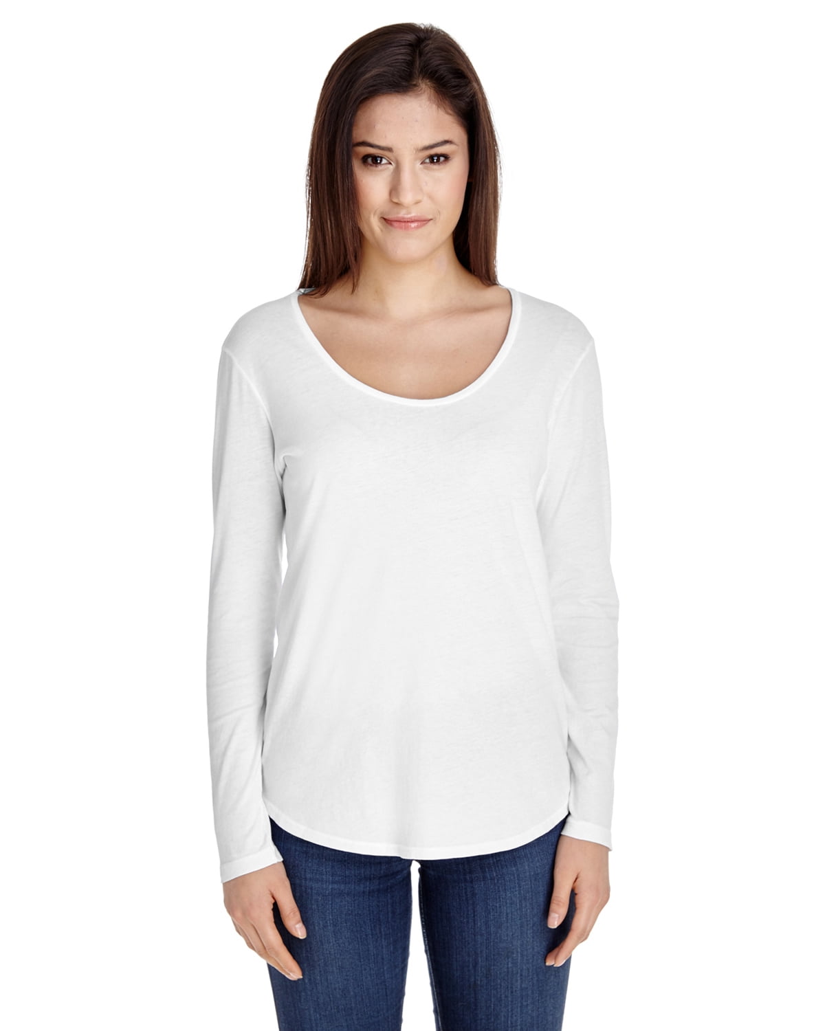 American Apparel Ladies' Long-Sleeve Ultra Wash T-Shirt White XL ...