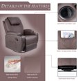 thumbnail image 3 of Homall Swivel Rocking Recliner Chair Massage PU Leather 360 Swivel Rocker Recliner Living Room Chair Home Theater Seating,Pu Leather Brown, 3 of 6