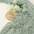 thumbnail image 2 of Lxcreat Sage Green Cheesecloth Table Runner Boho Gauze Cheese Cloth Table Runner Rustic Sheer Runner for Wedding Bridal Baby Shower Birthday St. Patrick's Day Table Decorations, 2 of 4