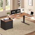 thumbnail image 7 of Height Adjustable L Shaped Electric Standing Desk, 70.9" Farmhouse Office Computer Desk with 3 Drawers, 7 of 7