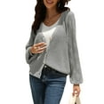 thumbnail image 5 of Seyurigaoka Women's Long Sleeve V Neck Open Front Cardigan Outwear Solid Button Down Soft Ribbed Knitted Cardigan Sweater, 5 of 9