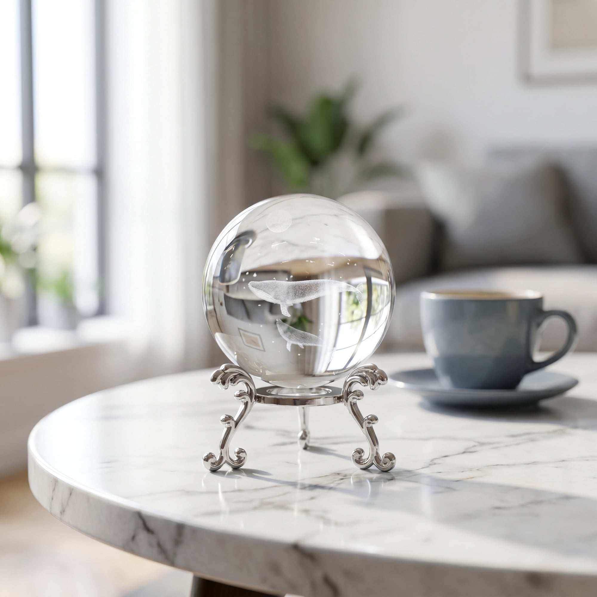 Unique Bargains Crystal Ball Figurine 3D Glass Paperweight with Base Clear Style L