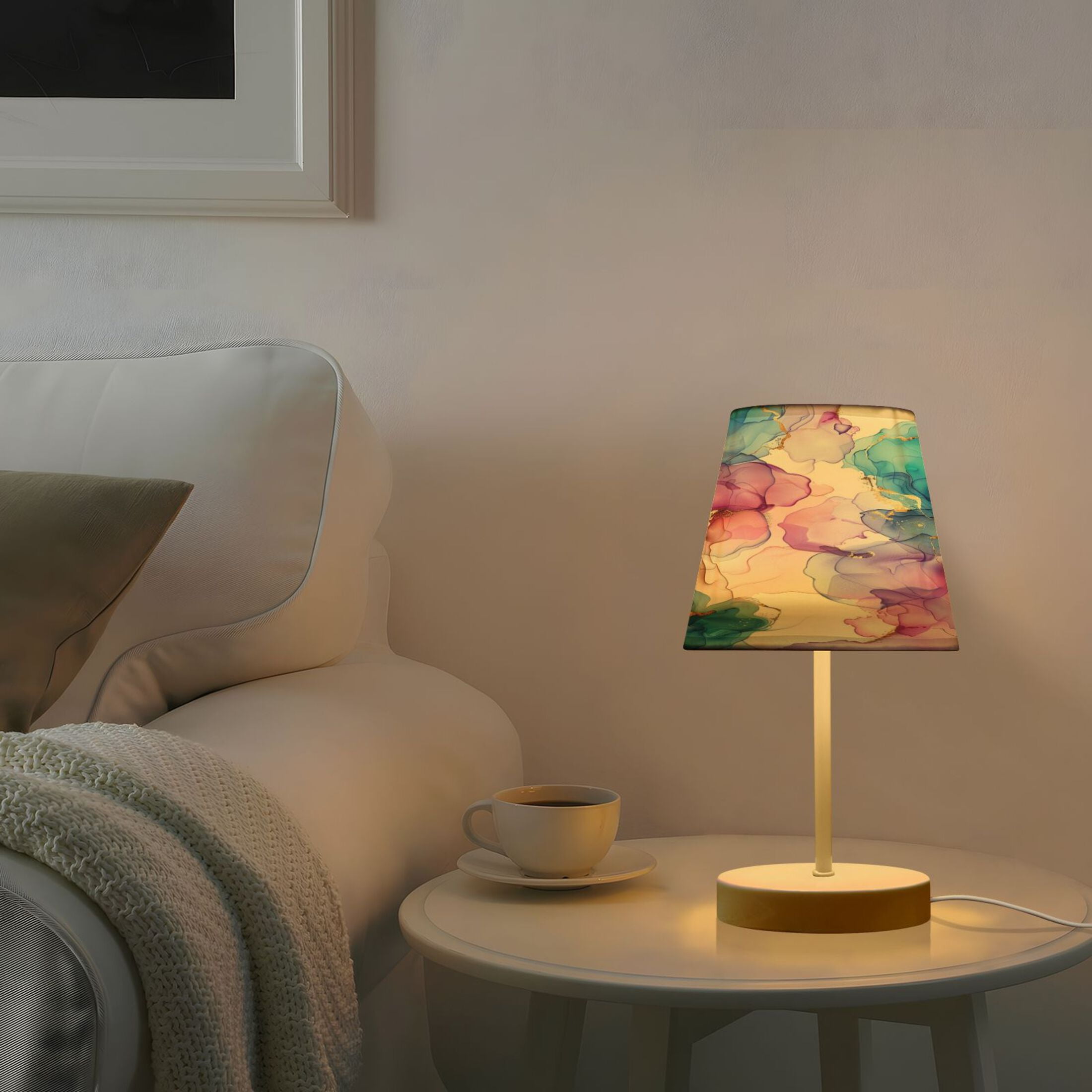 Alcohol Ink Flowers Desk Lamp LED Table Nightstand Lamps with 3 Color Temperatures for Home Bedroom Living Room Decor 8x12