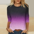 thumbnail image 2 of YUGYXL Women's Gradient Color Clothes Lounge 3/4 Sleeve Shirts Plus Size Tops Fashion Crew Neck Comfy Tshirts Dressy Tunics Fit Blouse, 2 of 5