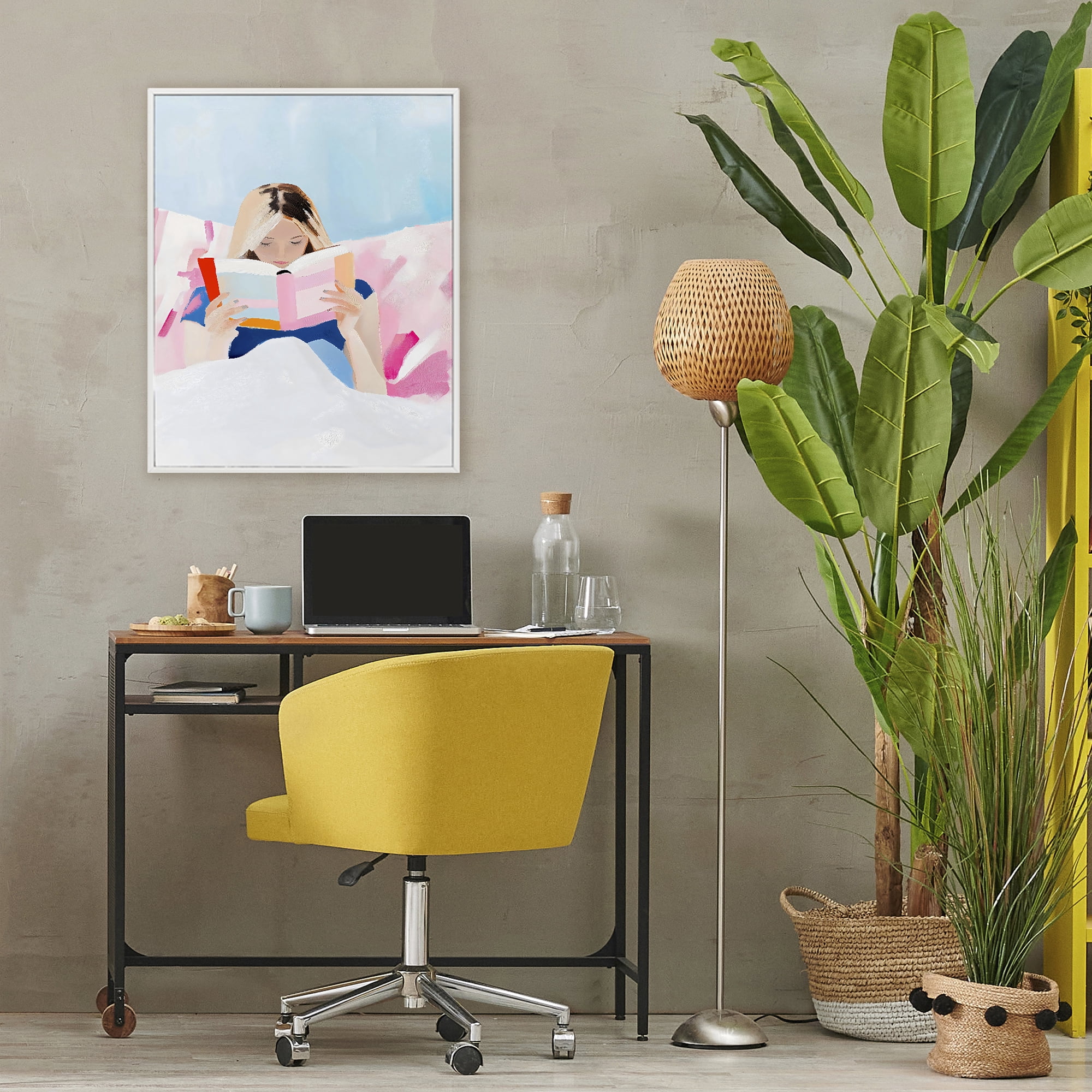 Stupell Industries Cozy Reading In Bed White Framed Giclee Art, design by The Prints Vibe