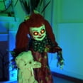 thumbnail image 3 of Outdoor Halloween Animatronics Decoration,Sound Touch Activated 35.4" Scary Standing Demon Clown Girl with Red Eyes,Sounds for Yard,Patio,Haunted House,Animated Shaking Body Zombie Girl with Bear, 3 of 7