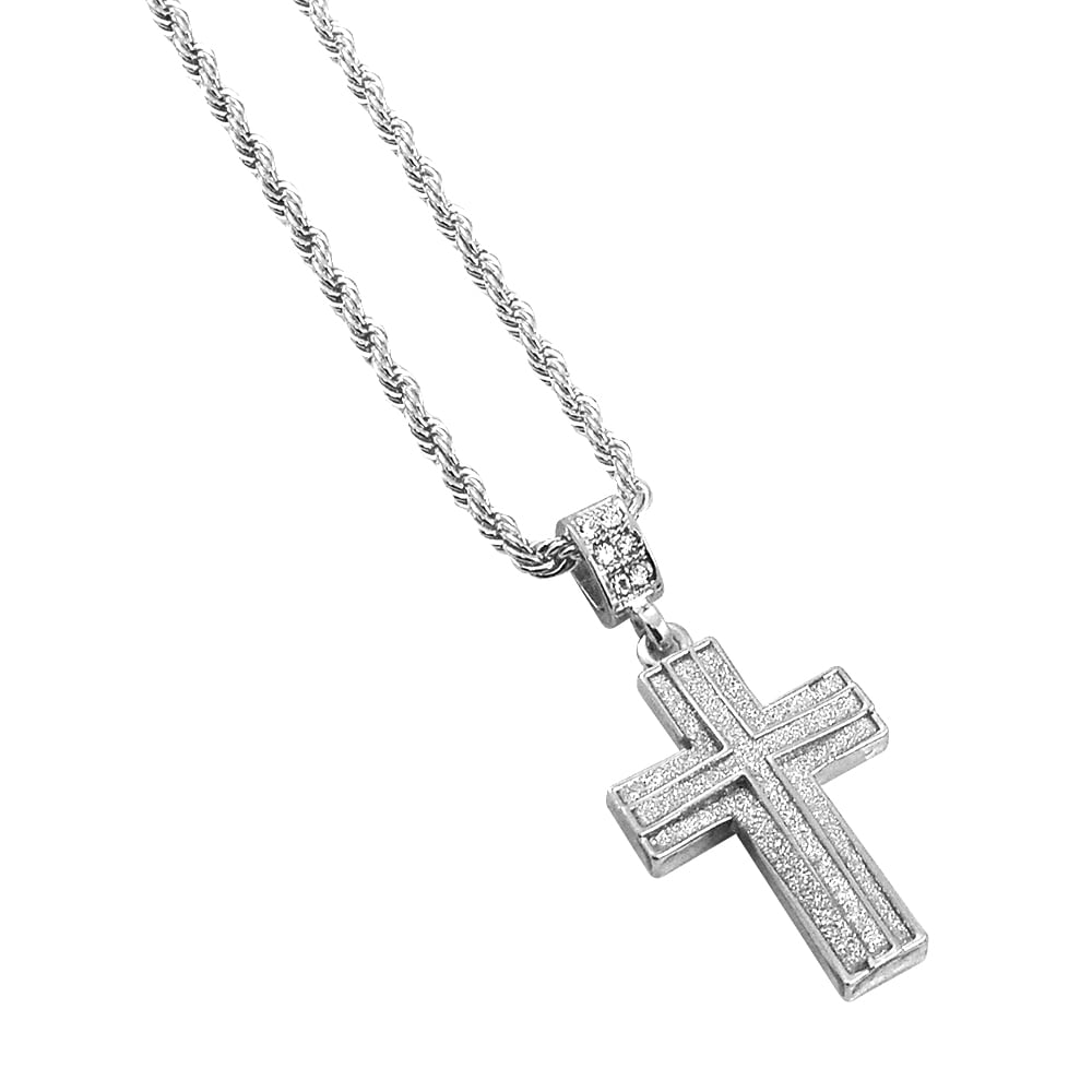 Mia Diamonds 10k White Gold Crucifix Pendant