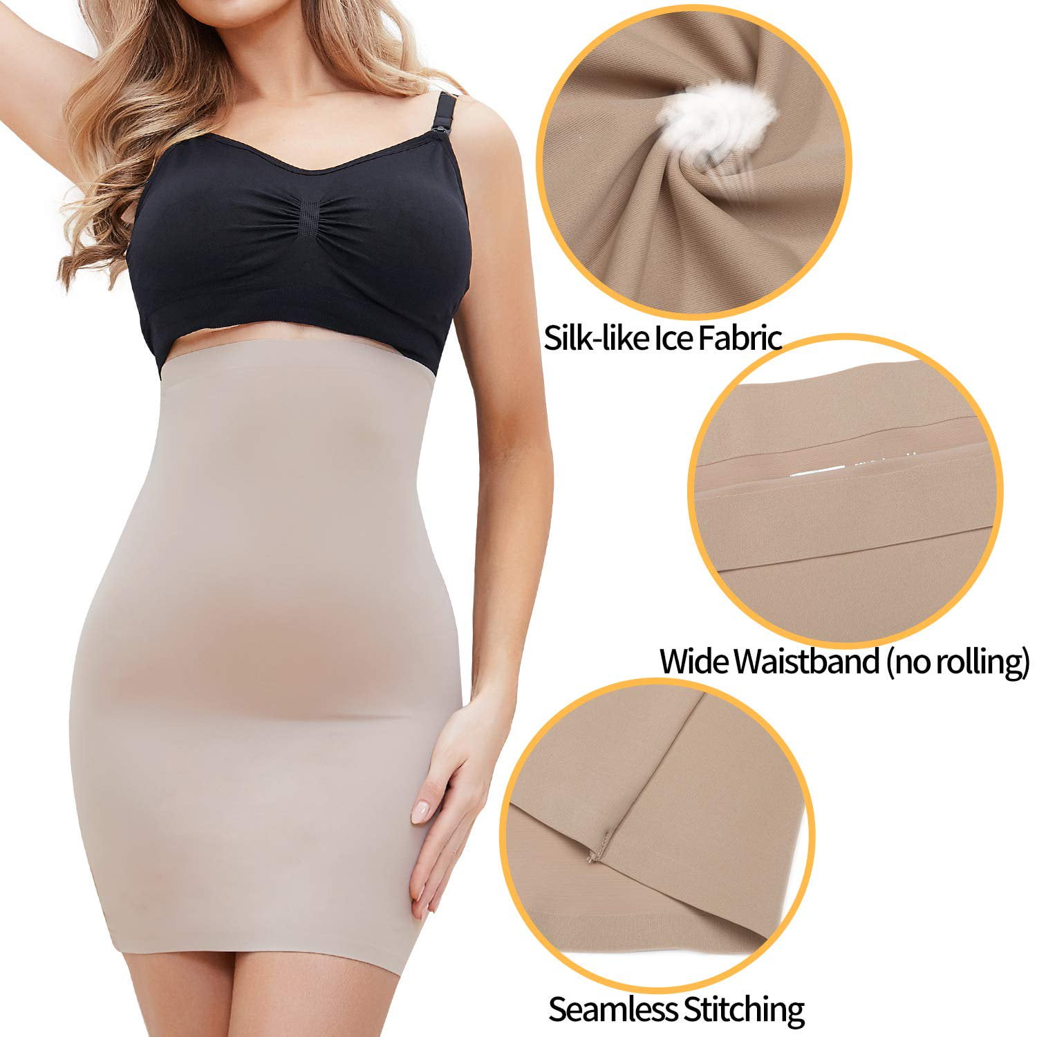 Women's Half Slip Under Dress Body Shaper High Waist Tummy Control