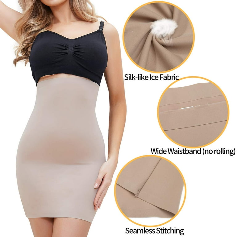 MISS MOLY Seamless Half Slips Under Dresses for Women High Waist Tummy  Control Shapewear Skirt Body Shaping Underwear